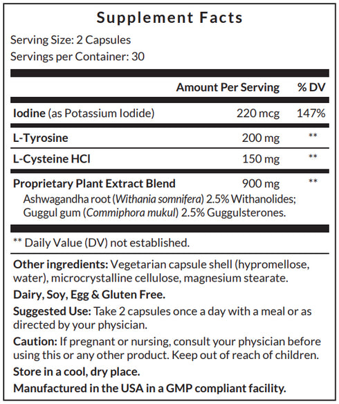 Image of Thyro-Dyne 60 caps supplement facts
